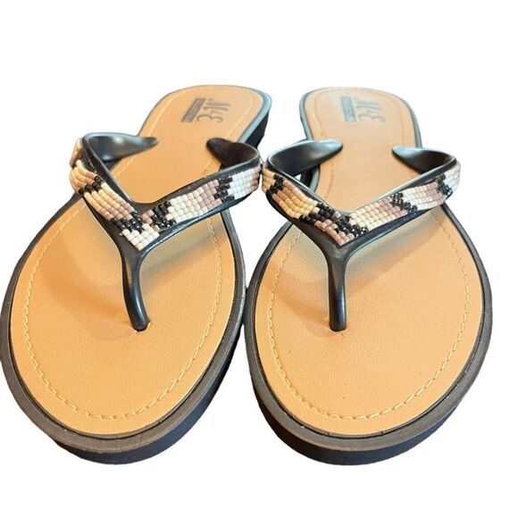 M&E Collection Black and‎ Tan Flip Flop Sandal Size 11 NWOT - Picture 2 of 2